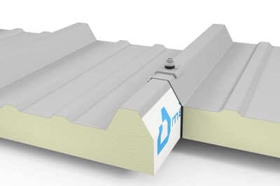 Cubierta de panel inyectado con teja termoacústica de poliuretano distribuida por Prada Alviar